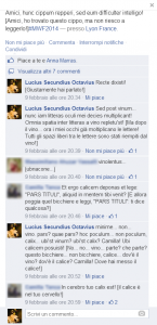 Figura 3. Conversation in Latin plus translation between Lucius and his facebook’s friends