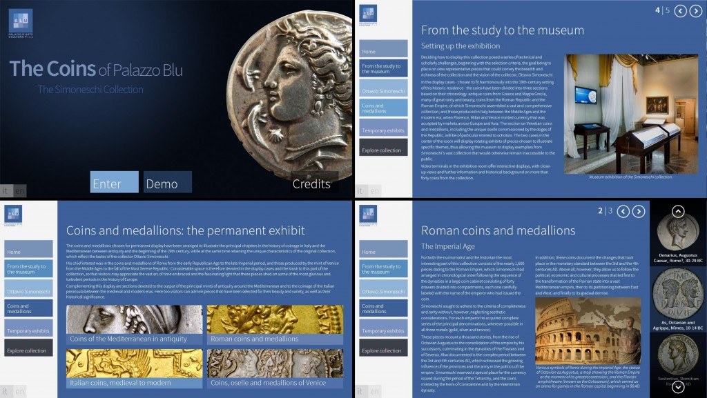 Figure 4. Few snapshots from the presentation section of the kiosk