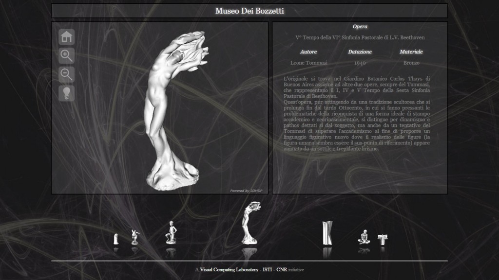 Figure 1: an example of 3DHOP real usage (presenting a collection of 3D objects for the Pietrasanta MuSA).  